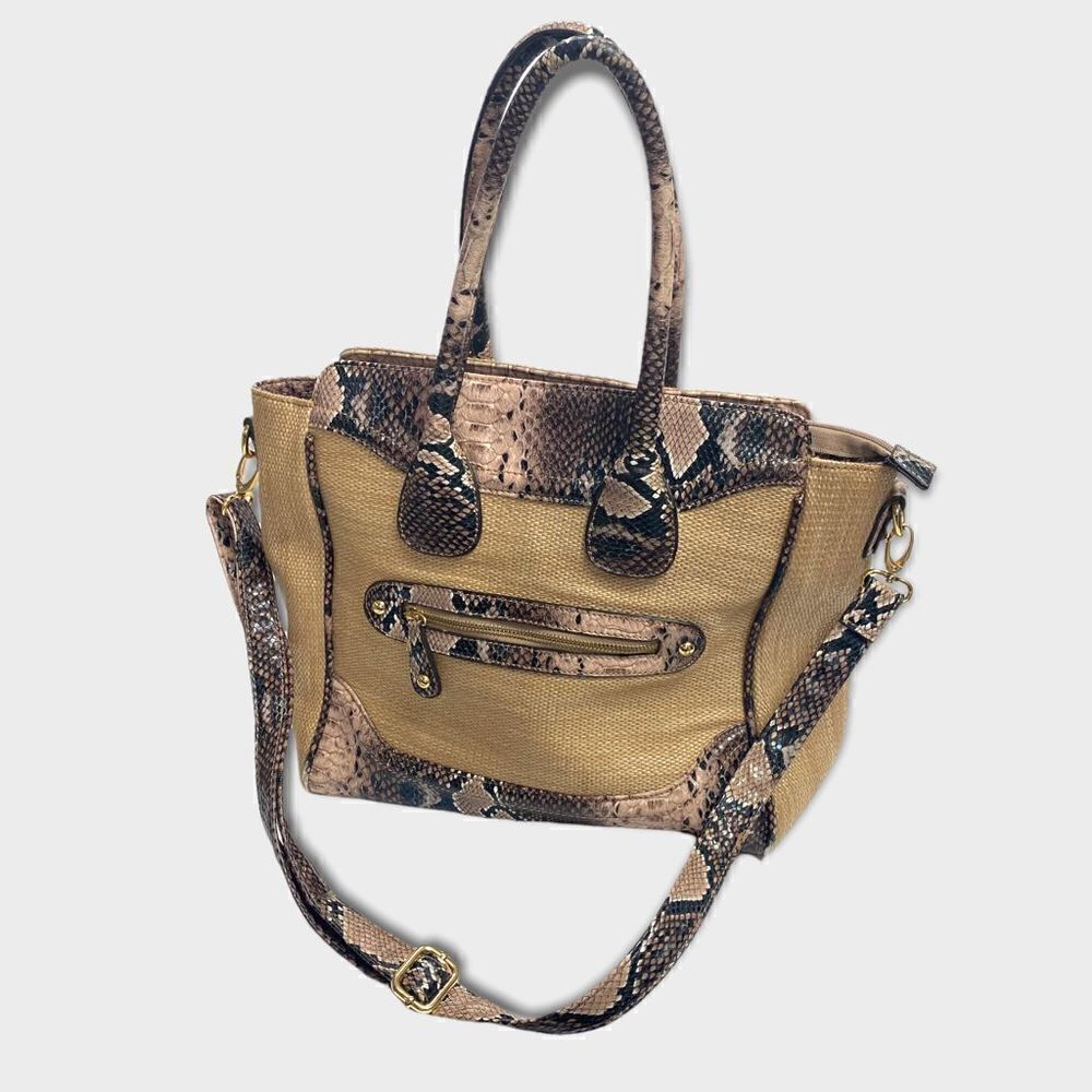 Aldo Faux Snakeskin Tan Rattan Woven Purse